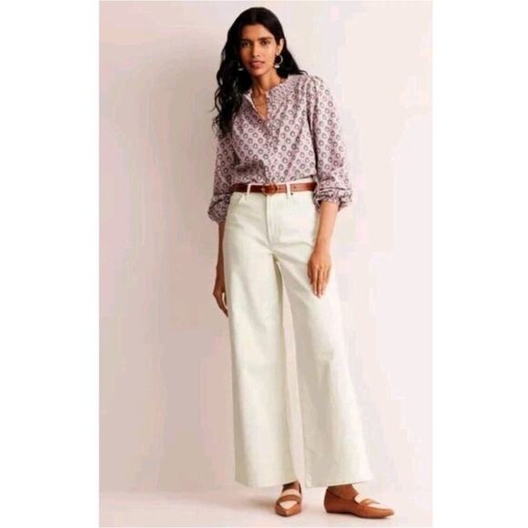 NWT Boden High Rise Wide Leg Jeans 33 X 30 Ecru Cream Off White - Picture 3 of 10
